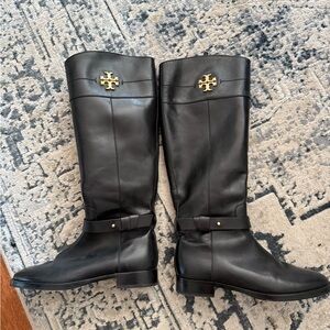 Tory Burch Black Leather Riding Boots